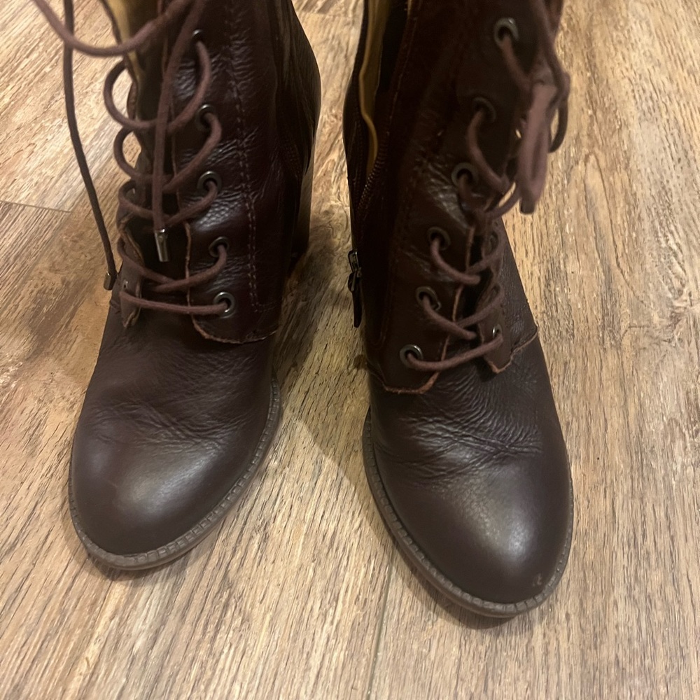 Franco Sarto lace up Enzo boots chunky heel